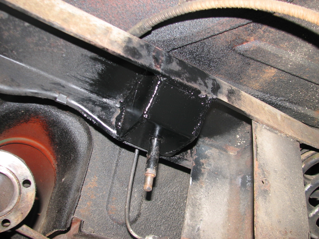 Picture of the TR6 Differential Mount after Chip has welded in metal to box it in and make it stronger.